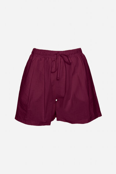 Burgundy Lightweight Shorts with Drawstring Waist