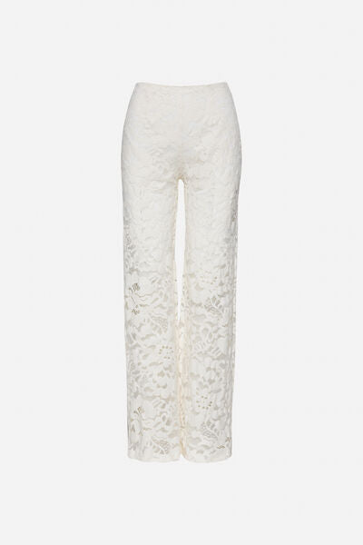 Ivory Lace Wide-Leg Pants