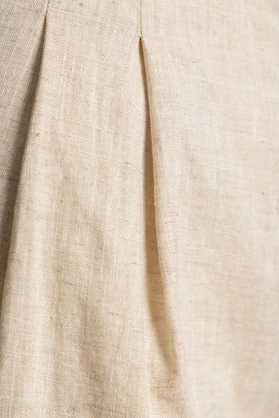 Natural Wide-Leg Trousers with Button Closure