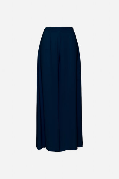 Navy Wide-Leg Pants with Flowing Silhouette