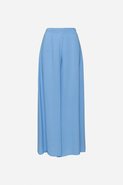 Sky Blue Wide-Leg Trousers with Relaxed Fit