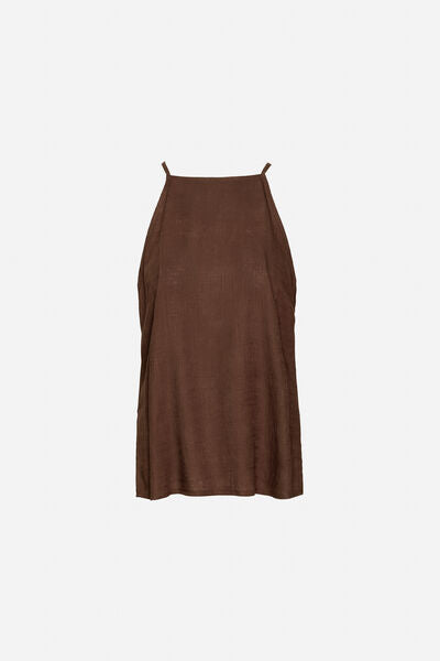 Brown Halter Neck Sleeveless Top
