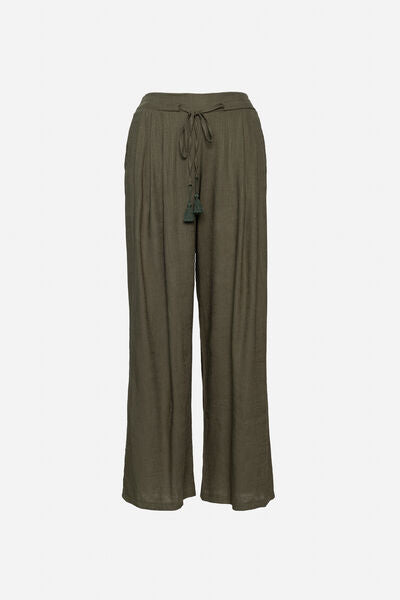 Olive Tie-Waist Relaxed Pants