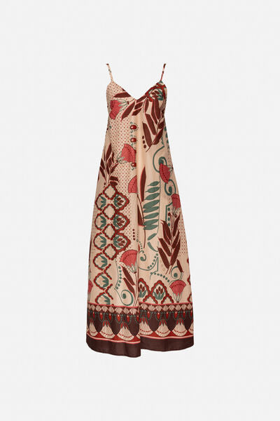 Multicolor Abstract Midi Dress with Button Details