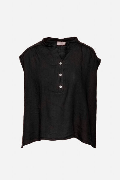 Black Relaxed Fit Cap Sleeve Top