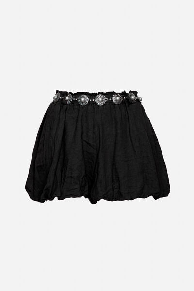 Black Textured Skirt with Metallic Embellishments