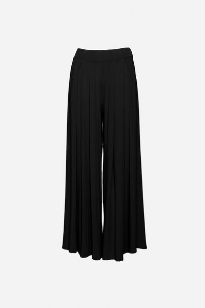 Black Wide-Leg Flowing Pants