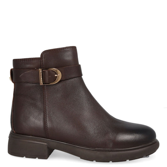 Brown Leather Ankle Boot with Buckle Detail