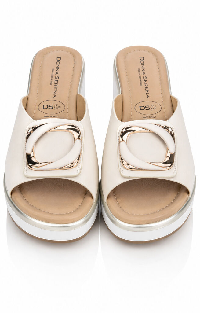 Heeled Mule Open-Toe Nappa PANNA