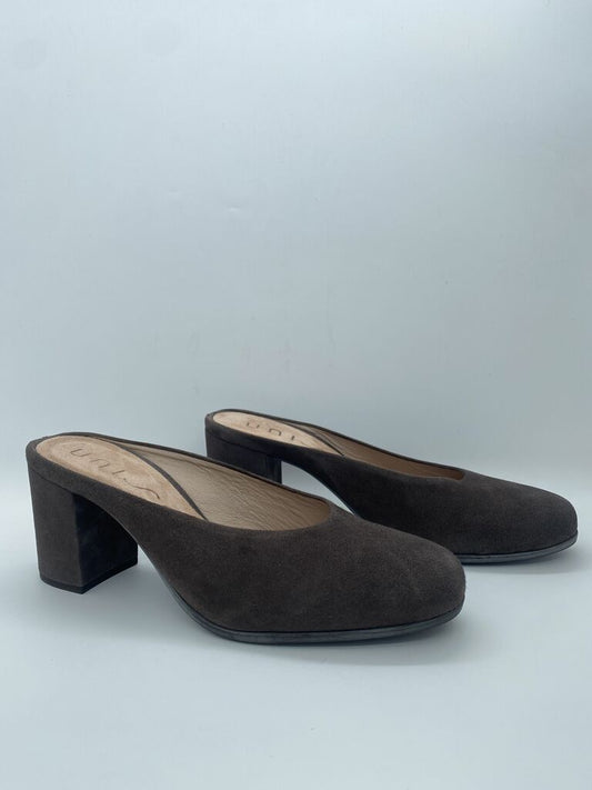 Chocolate Suede Block Heel Mules