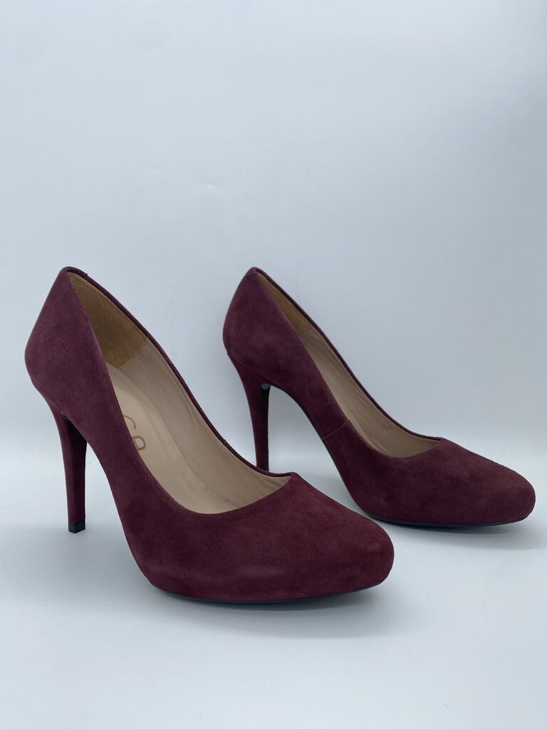 Burgundy Suede Pointed Toe Pumps