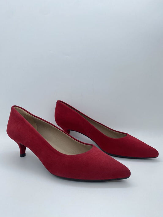 Red Suede Kitten Heel Pumps