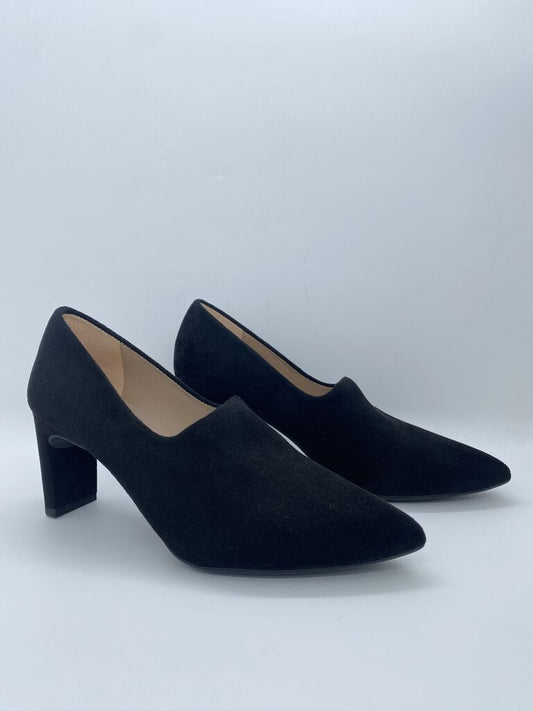 Black Suede Pointed Block Heel Pumps