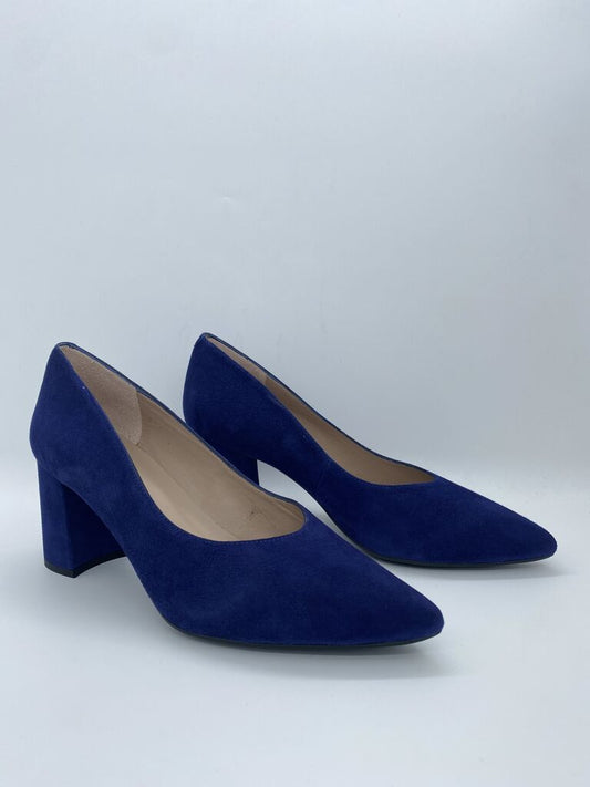 Navy Suede Block Heel Pumps