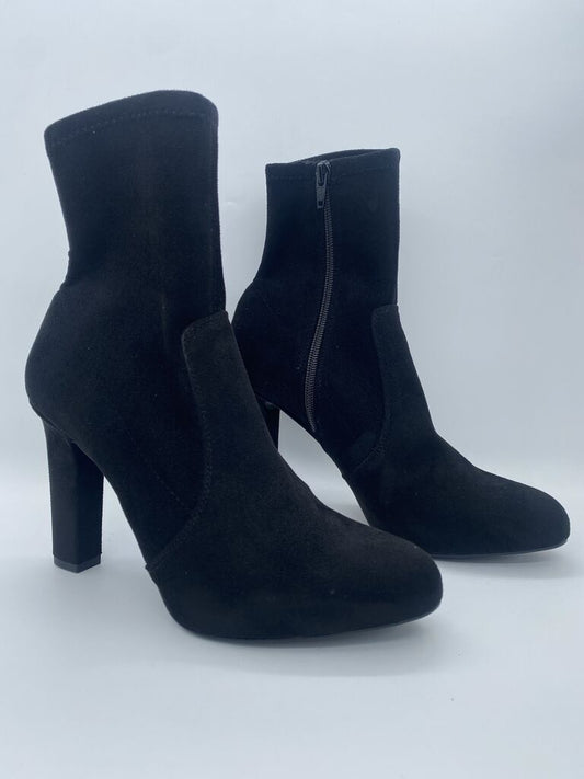 Black Suede Ankle Boots with Block Heel