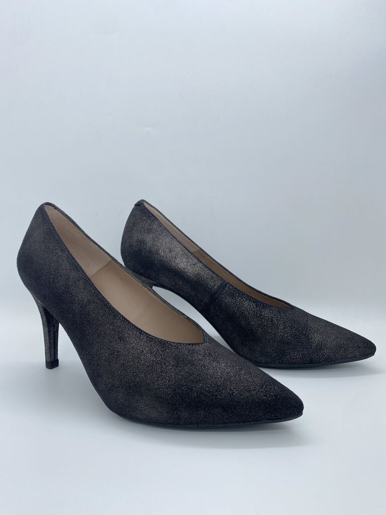 Black Textured Pumps with Stiletto Heel