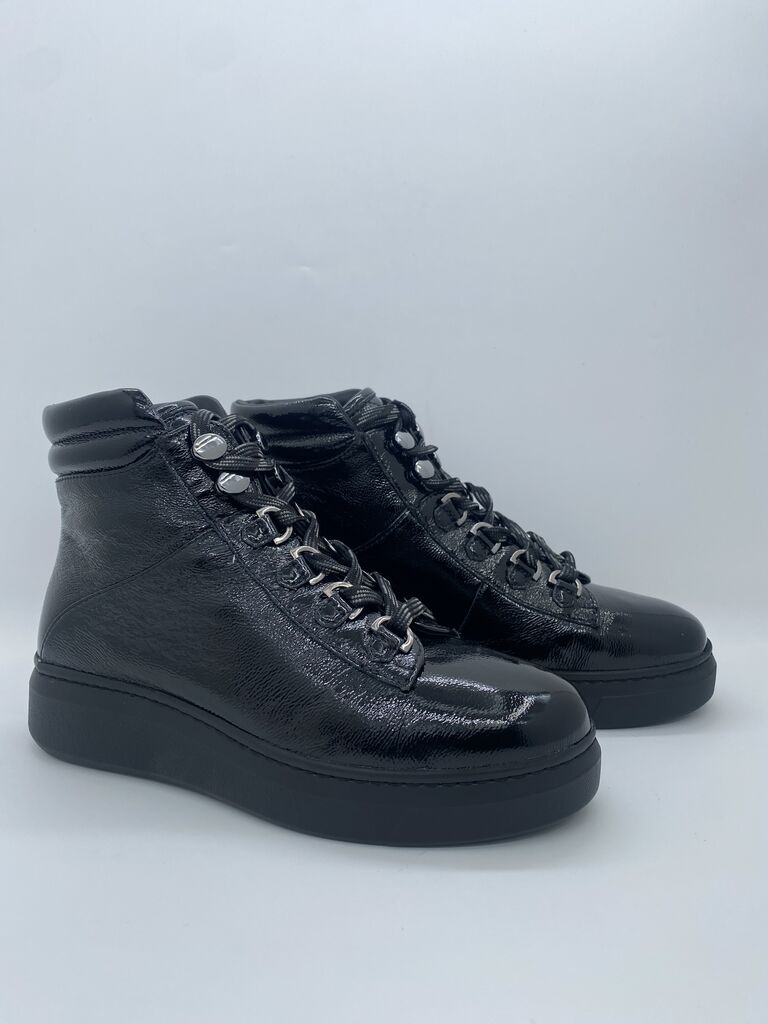 Black Textured High-Top Platform Sneakers