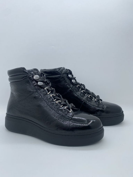 Black Textured High-Top Platform Sneakers