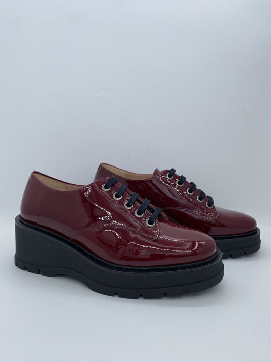 Burgundy Patent Platform Oxfords with Chunky Sole