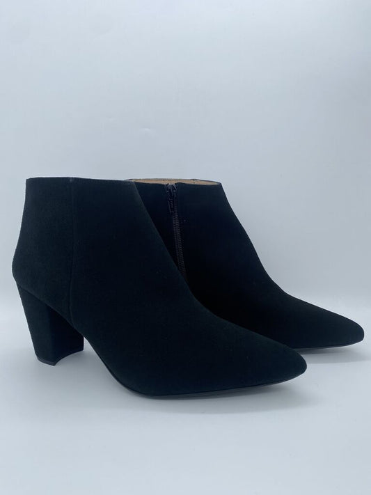 Black Suede Ankle Boots with Block Heel