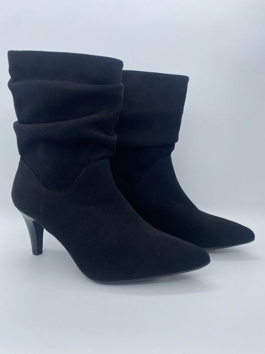 Black Suede Ankle Boots with Slouchy Design