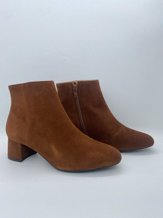 Brown Suede Ankle Boots with Side Zip