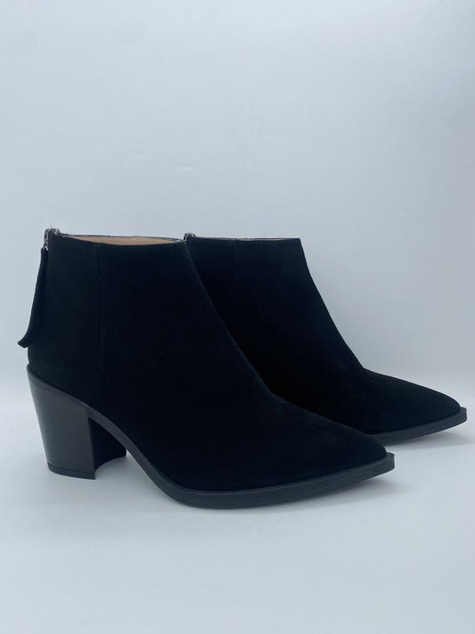 Black Suede Ankle Boots with Block Heel