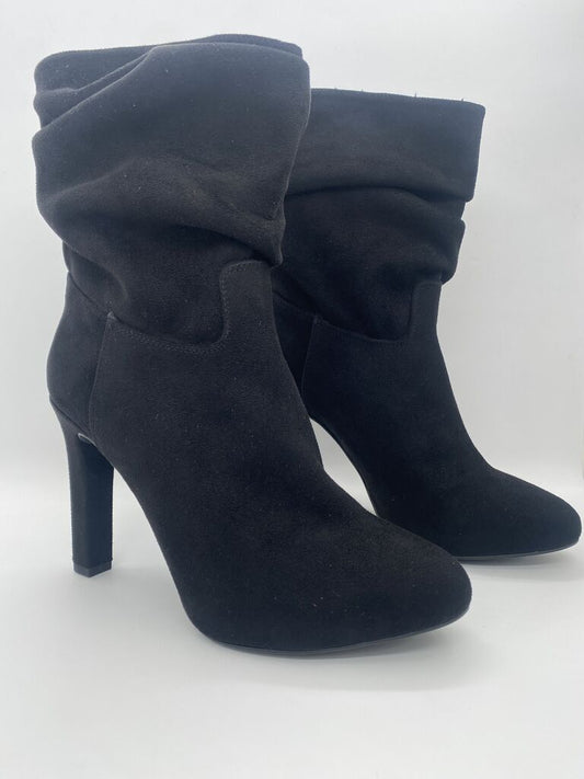 Black Suede Ankle Boots with Slouch Detail