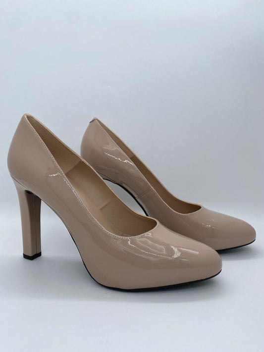Nude Patent Leather High Heel Pumps
