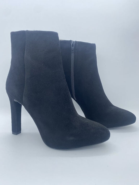 Black Suede Ankle Boots with Zipper