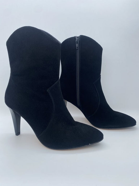 Black Suede Ankle Boots with Pointed Toe