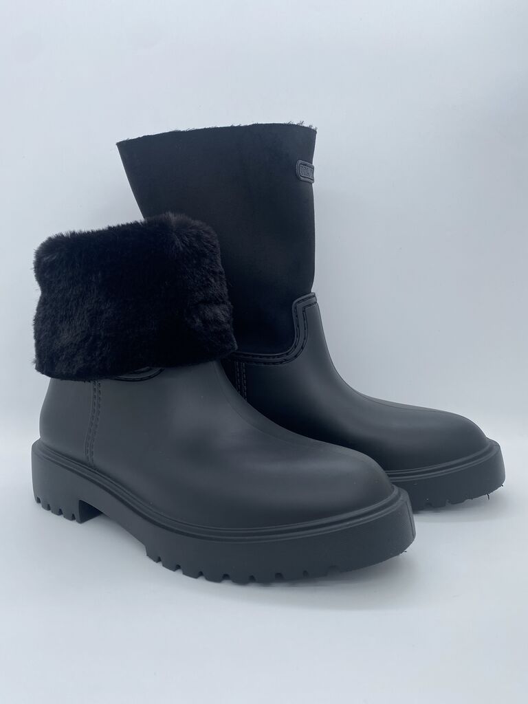 Black Faux Fur Lined Ankle Boots
