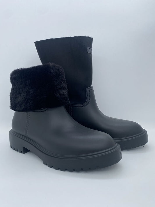 Black Faux Fur Lined Ankle Boots