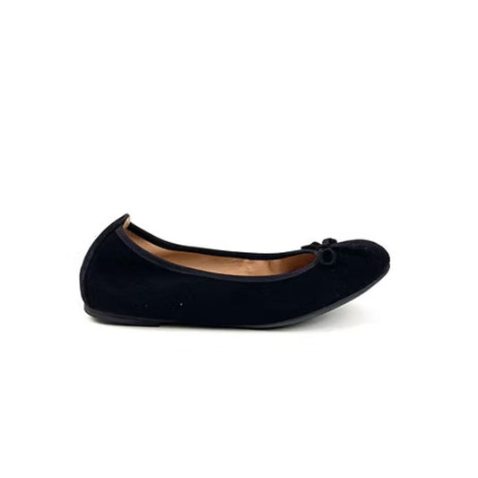 Black Velvet Ballet Flats with Bow Detail