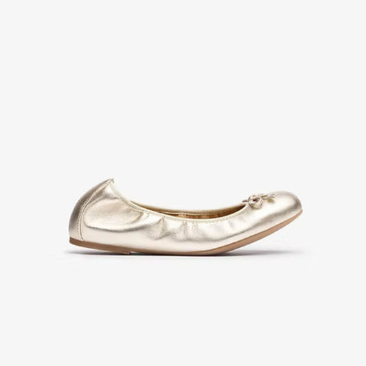 Gold Ballet Flat with Bow Accent