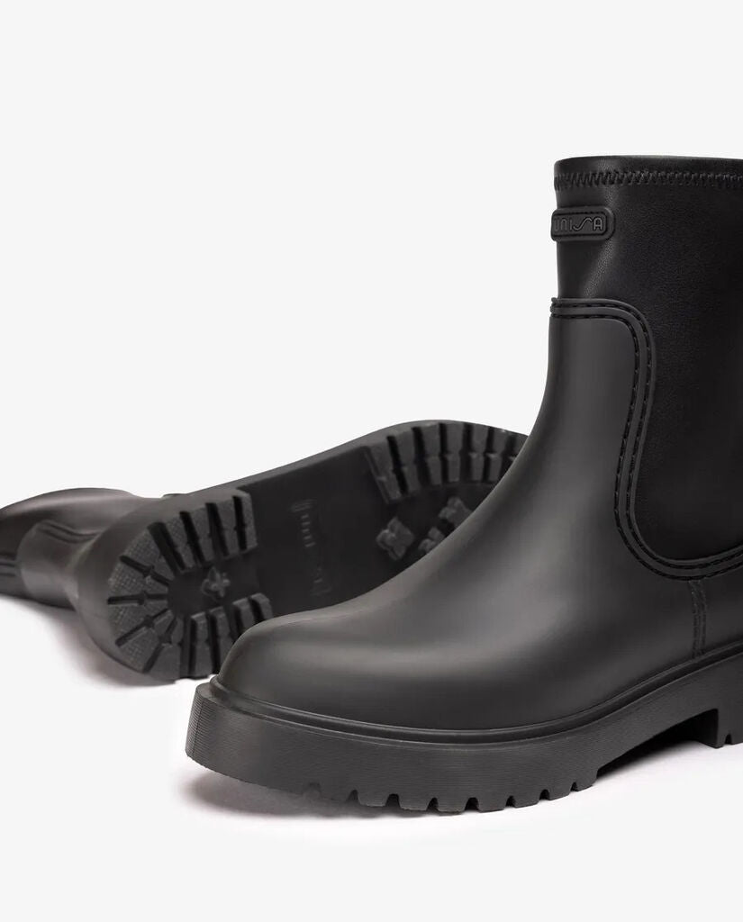 Black Ankle Boot with Elastic Side Panels