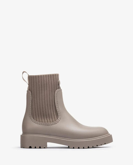 Taupe Knit Trim Ankle Boot