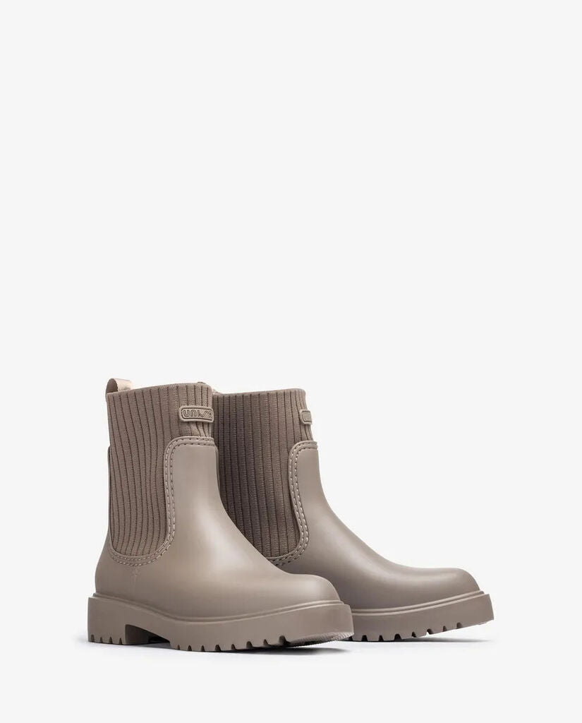 Taupe Knit Trim Ankle Boot