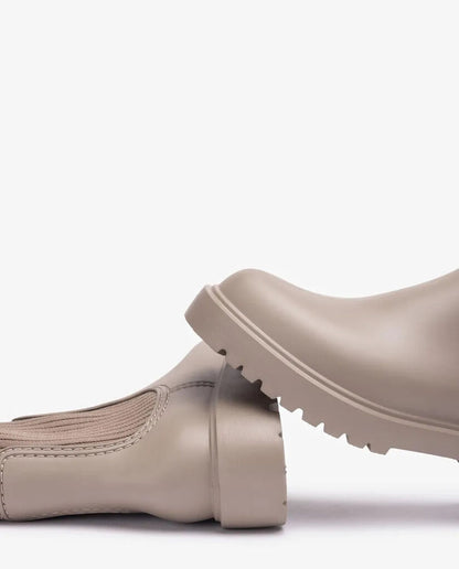 Taupe Knit Trim Ankle Boot