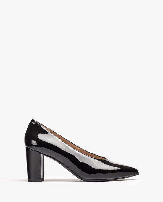 Black Patent Block Heel Pump