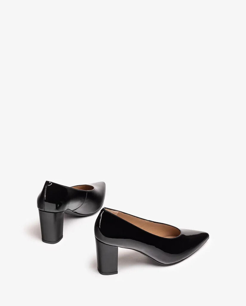 Black Patent Block Heel Pump