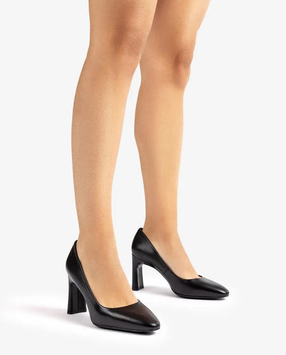 Black Leather Pumps with Sleek Heel