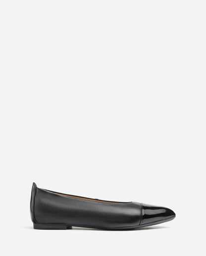 Black Leather Ballet Flats with Pointed Toe