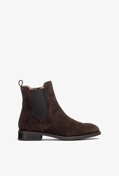 Brown Suede Chelsea Boots with Elastic Panels
