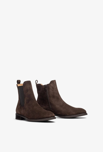 Brown Suede Chelsea Boots with Elastic Panels