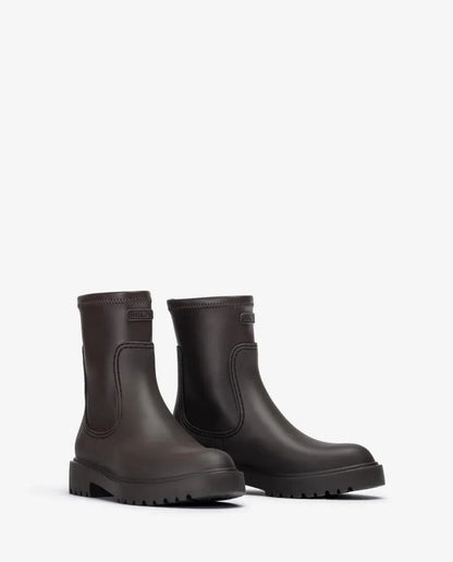 Dark Brown Waterproof Ankle Boot with Lug Sole