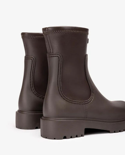 Dark Brown Waterproof Ankle Boot with Lug Sole