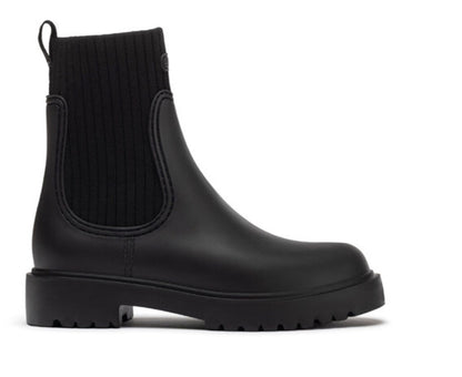 Black Knit Ankle Boot with Lug Sole