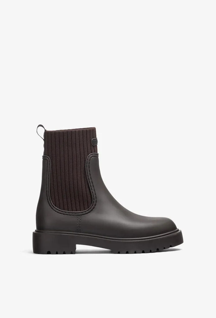 Black Knit Chelsea Boots with Ribbed Ankle