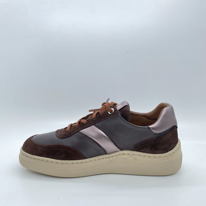 Brown Suede Leather Sneakers with Lace-Up Detail